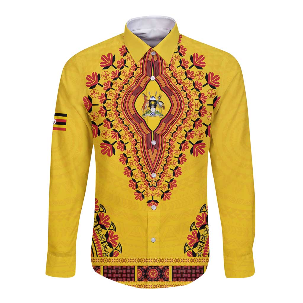 Personalized Uganda African Dashiki Long Sleeve Button Shirt - Wonder Print Shop