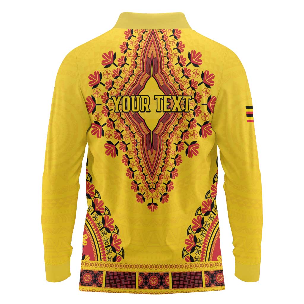 Personalized Uganda African Dashiki Long Sleeve Polo Shirt - Wonder Print Shop