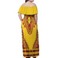 Personalized Uganda African Dashiki Off Shoulder Maxi Dress - Wonder Print Shop