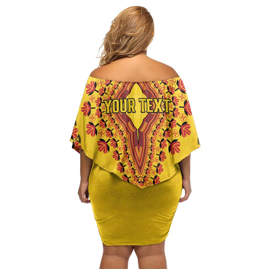 Personalized Uganda African Dashiki Off Shoulder Short Dress - Wonder Print Shop