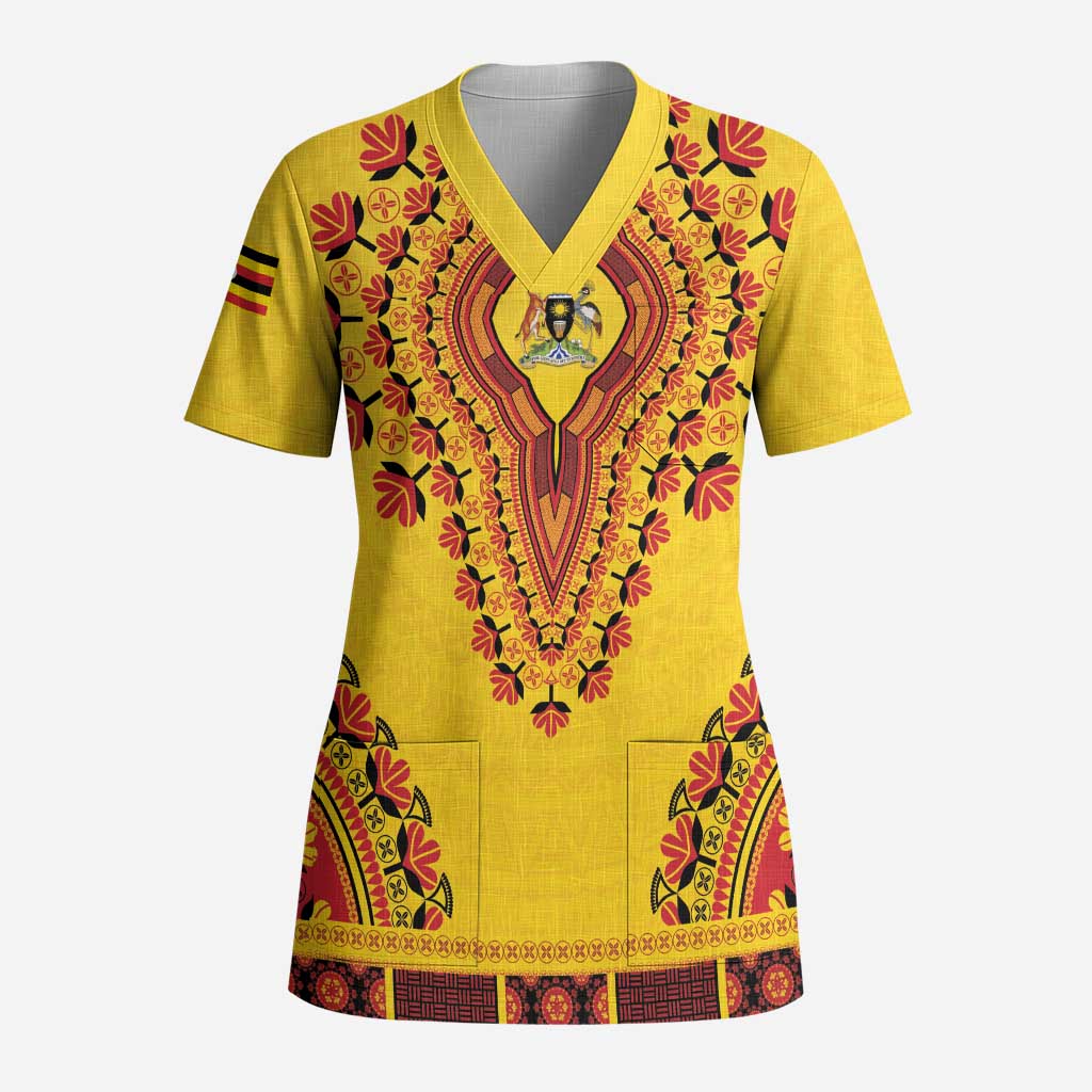 Personalized Uganda African Dashiki Scrub Top - Wonder Print Shop