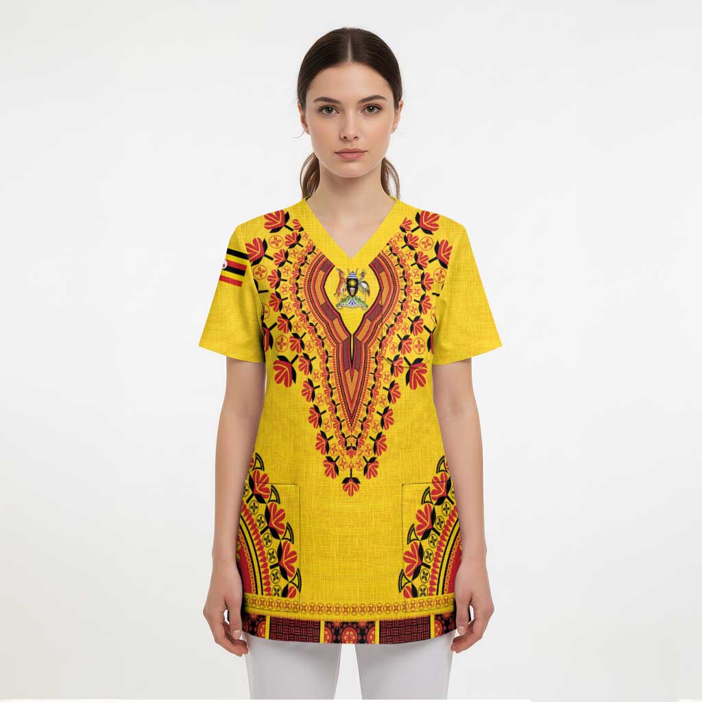 Personalized Uganda African Dashiki Scrub Top - Wonder Print Shop