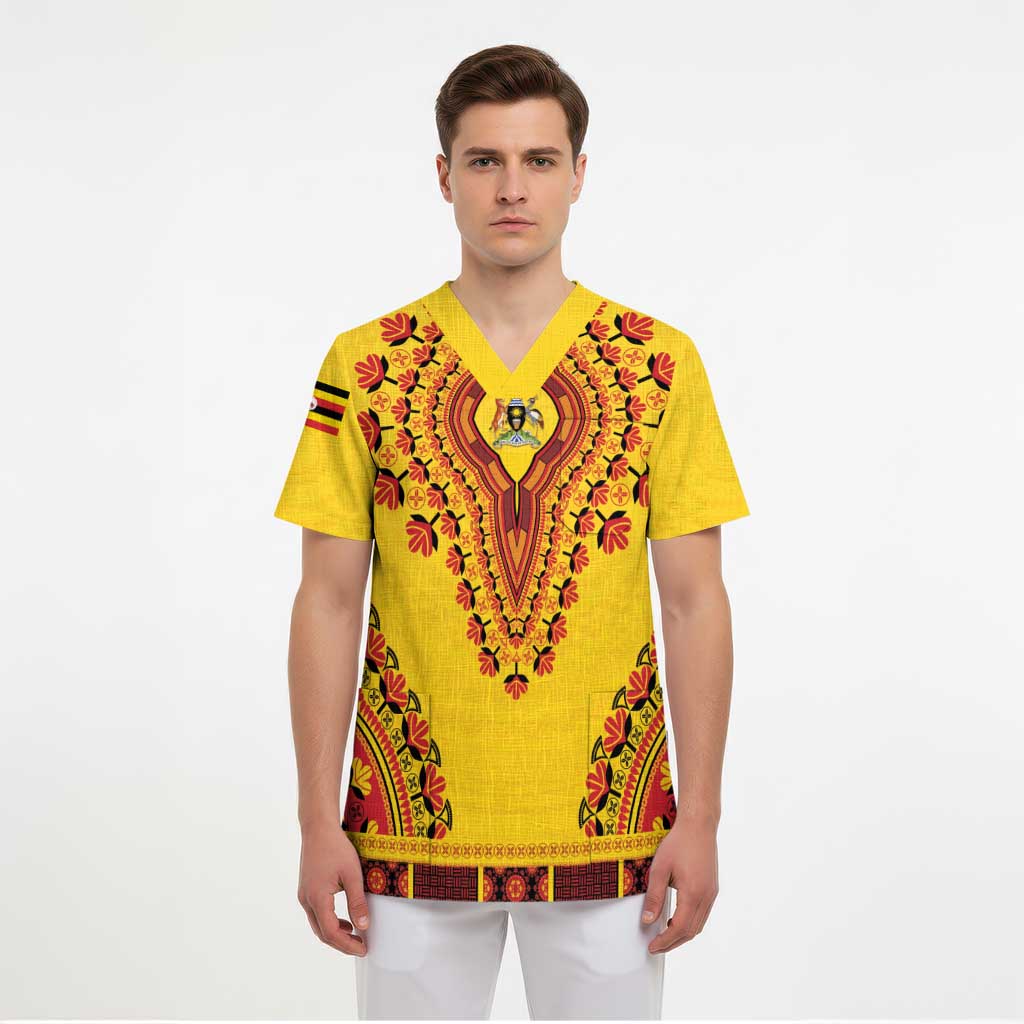 Personalized Uganda African Dashiki Scrub Top - Wonder Print Shop