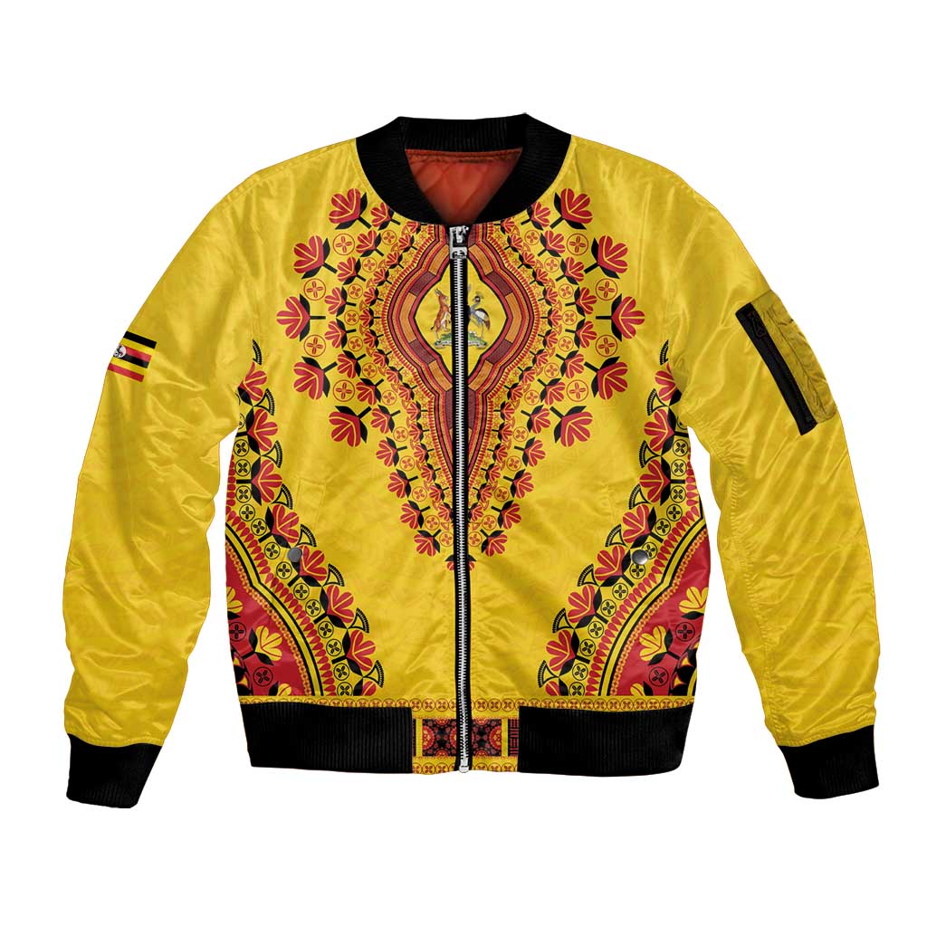 Personalized Uganda African Dashiki Sleeve Zip Bomber Jacket - Wonder Print Shop