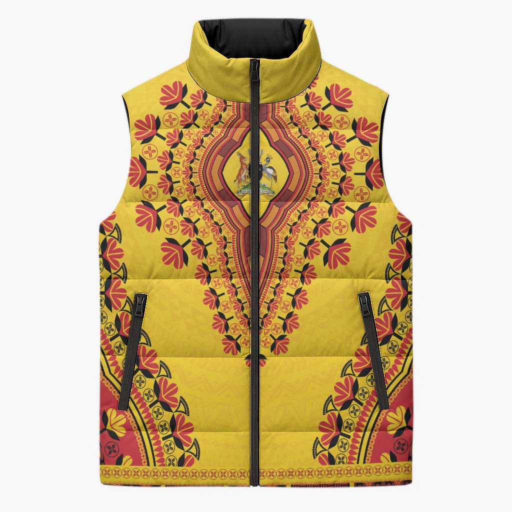 Personalized Uganda African Dashiki Sleeveless Puffer Jacket - Wonder Print Shop