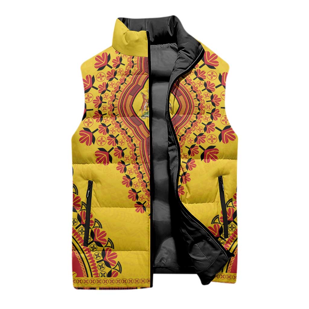 Personalized Uganda African Dashiki Sleeveless Puffer Jacket - Wonder Print Shop
