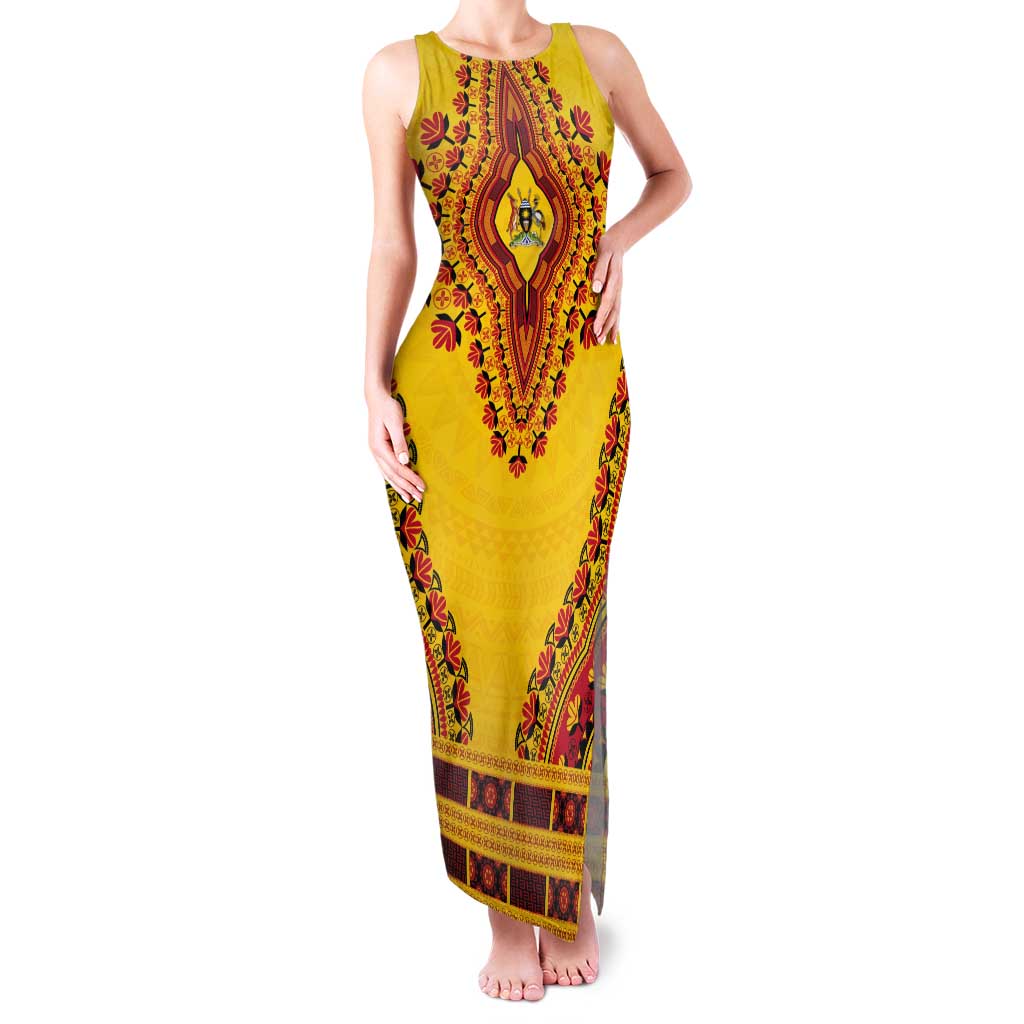 Personalized Uganda African Dashiki Tank Maxi Dress - Wonder Print Shop