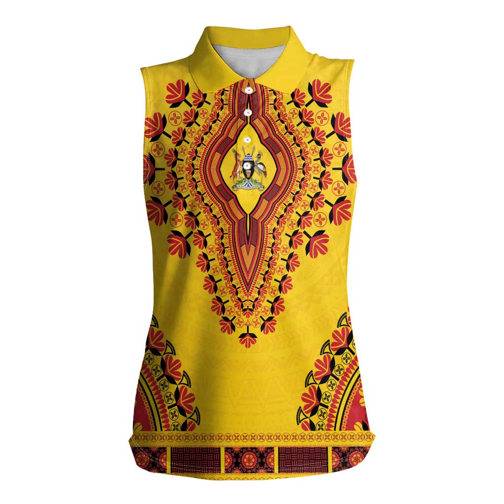 Personalized Uganda African Dashiki Women Sleeveless Polo Shirt - Wonder Print Shop