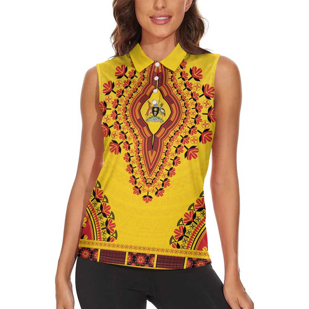 Personalized Uganda African Dashiki Women Sleeveless Polo Shirt - Wonder Print Shop