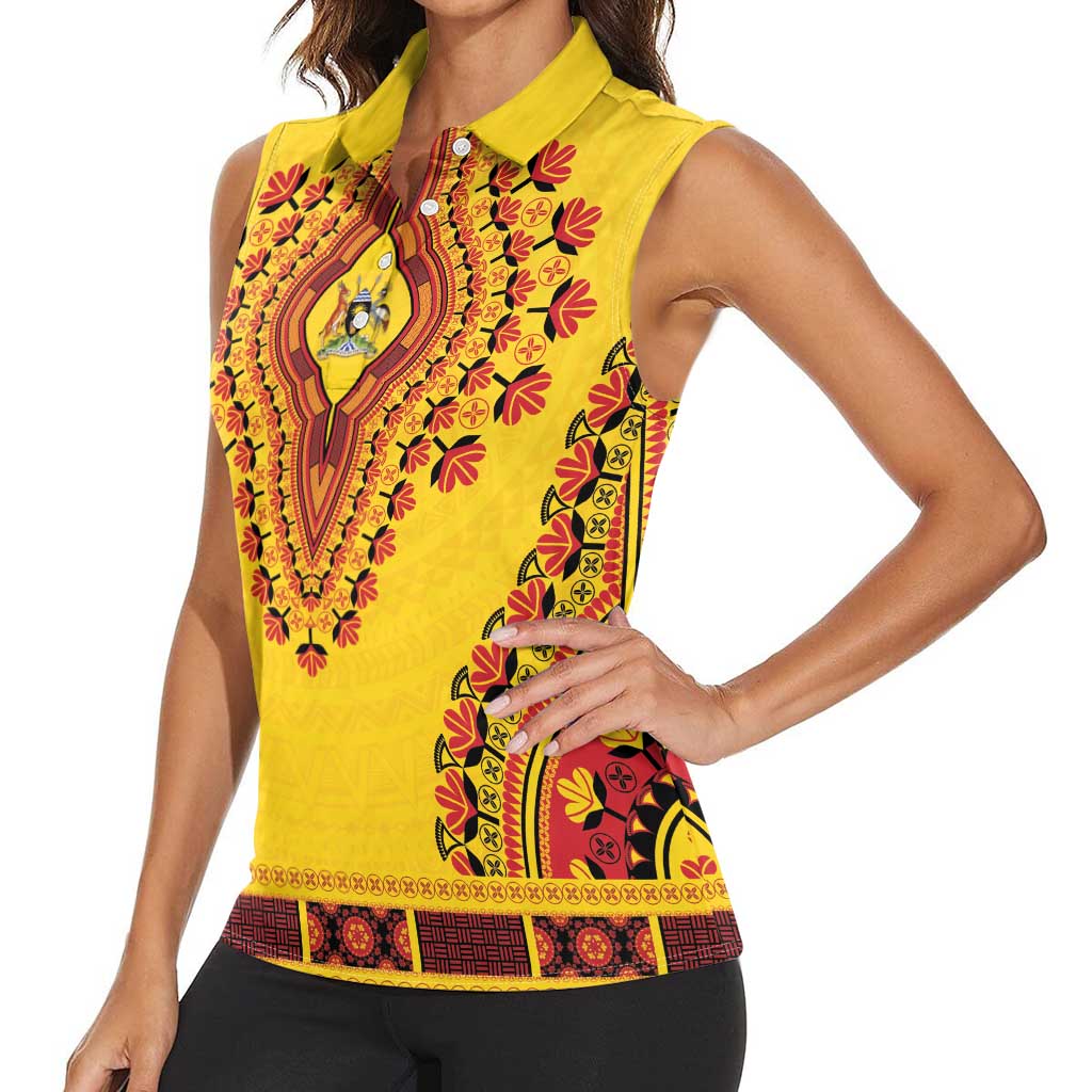 Personalized Uganda African Dashiki Women Sleeveless Polo Shirt - Wonder Print Shop