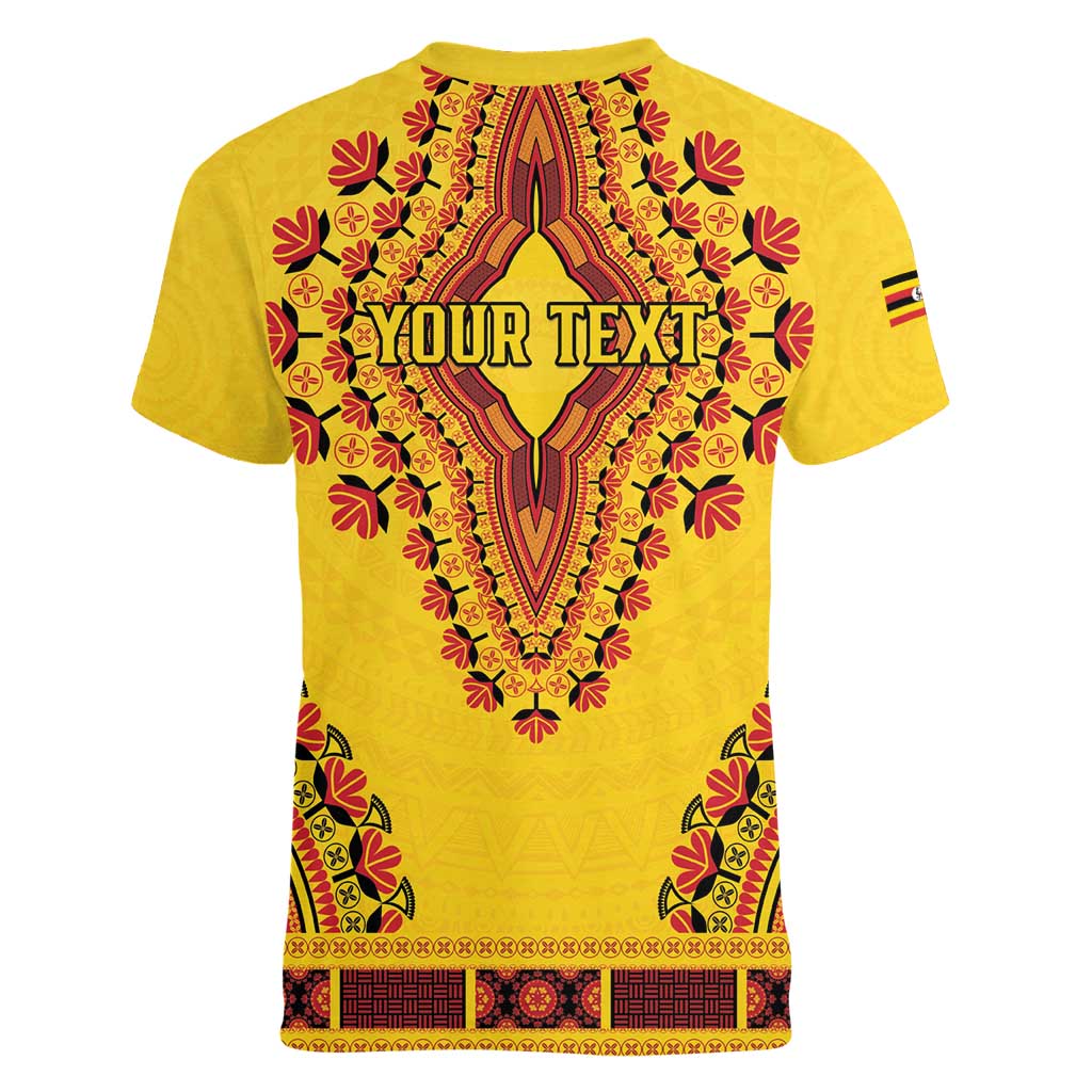 Personalized Uganda African Dashiki Women V-Neck T-Shirt - Wonder Print Shop