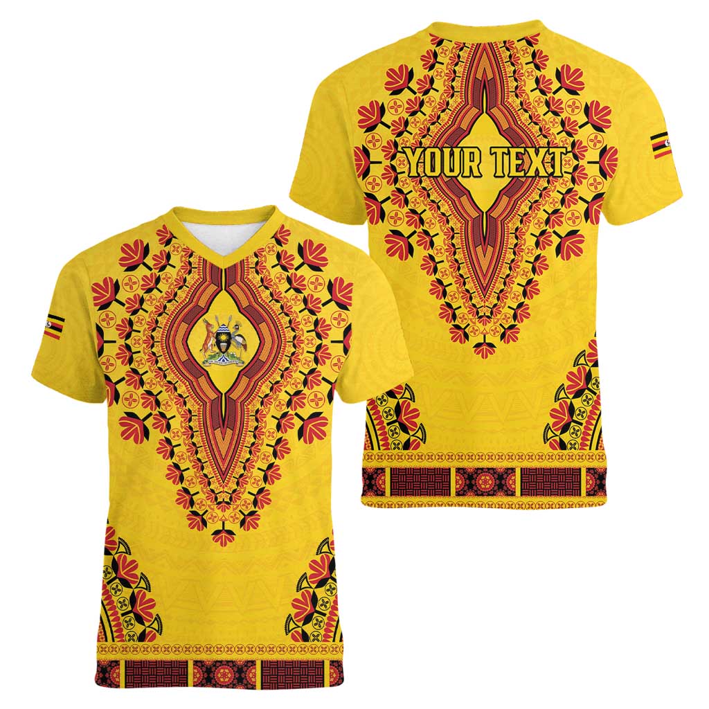 Personalized Uganda African Dashiki Women V-Neck T-Shirt - Wonder Print Shop