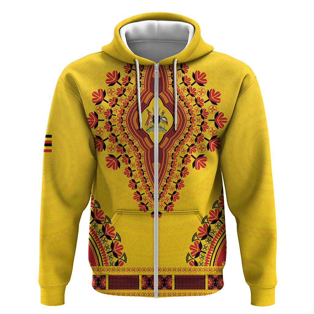 Personalized Uganda African Dashiki Zip Hoodie - Wonder Print Shop