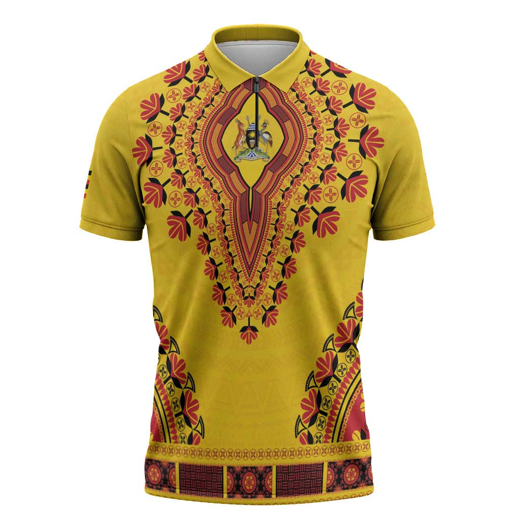 Personalized Uganda African Dashiki Zipper Polo Shirt - Wonder Print Shop