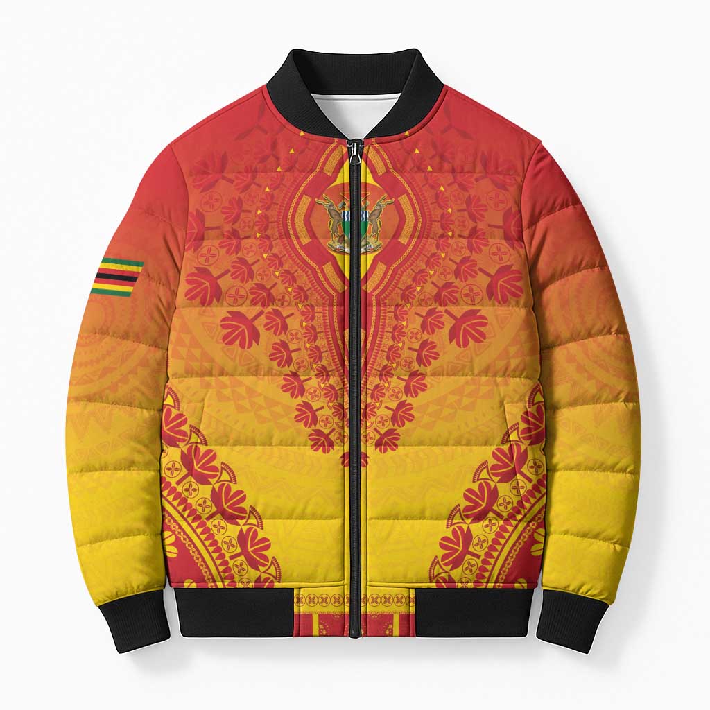 Personalized Zimbabwe African Dashiki Bomber Puffer Jacket - Wonder Print Shop