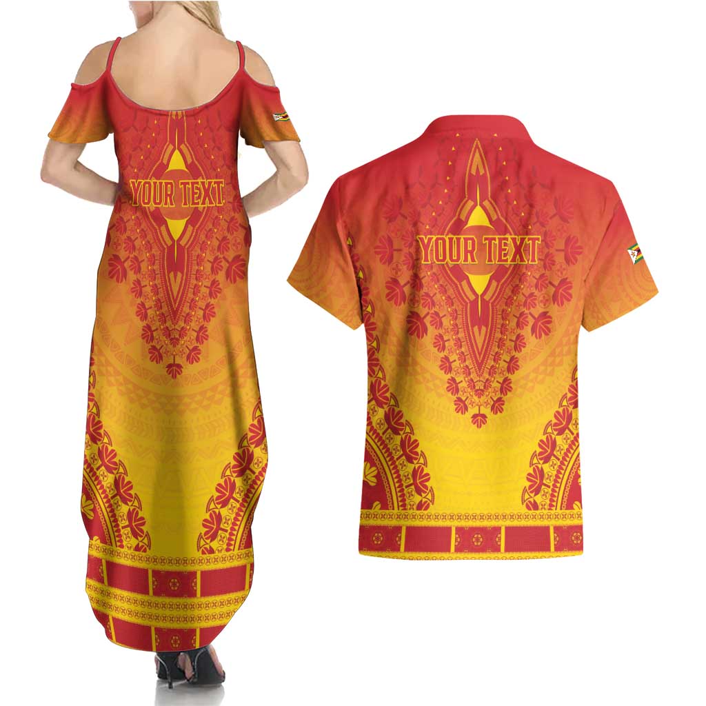 Personalized Zimbabwe African Dashiki Couples Matching Summer Maxi Dress and Hawaiian Shirt - Wonder Print Shop