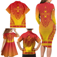 Personalized Zimbabwe African Dashiki Family Matching Long Sleeve Bodycon Dress and Hawaiian Shirt - Wonder Print Shop