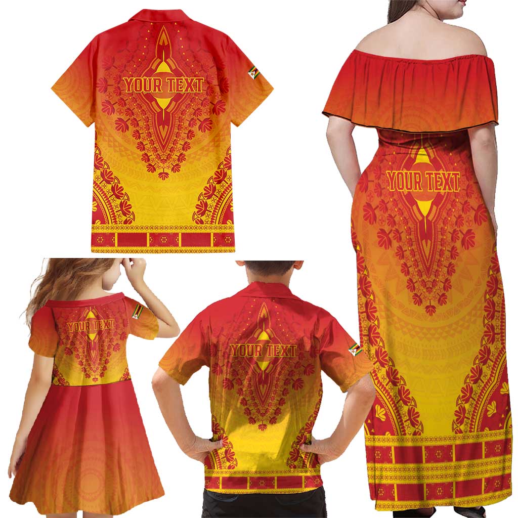 Personalized Zimbabwe African Dashiki Family Matching Off Shoulder Maxi Dress and Hawaiian Shirt - Wonder Print Shop