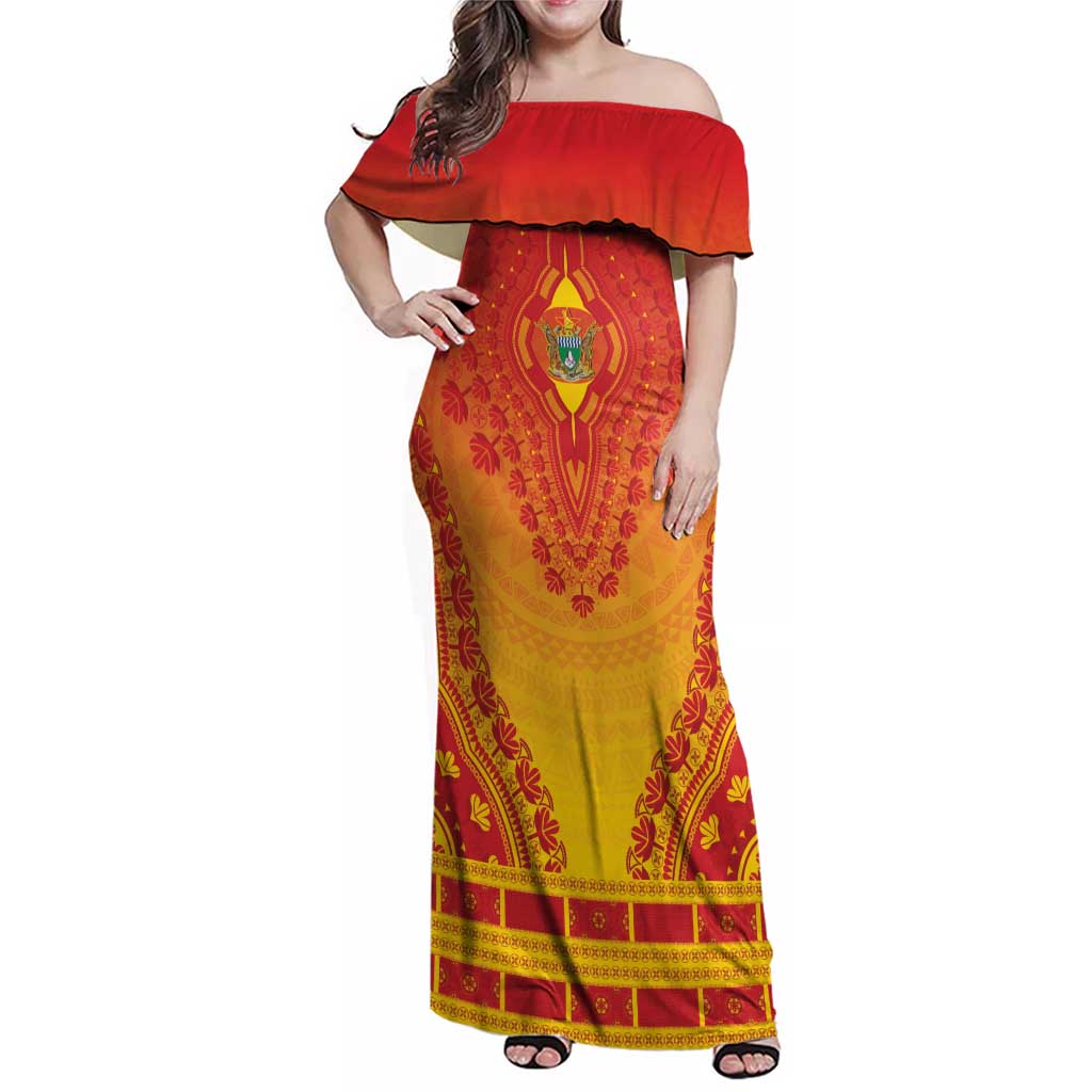 Personalized Zimbabwe African Dashiki Family Matching Off Shoulder Maxi Dress and Hawaiian Shirt - Wonder Print Shop