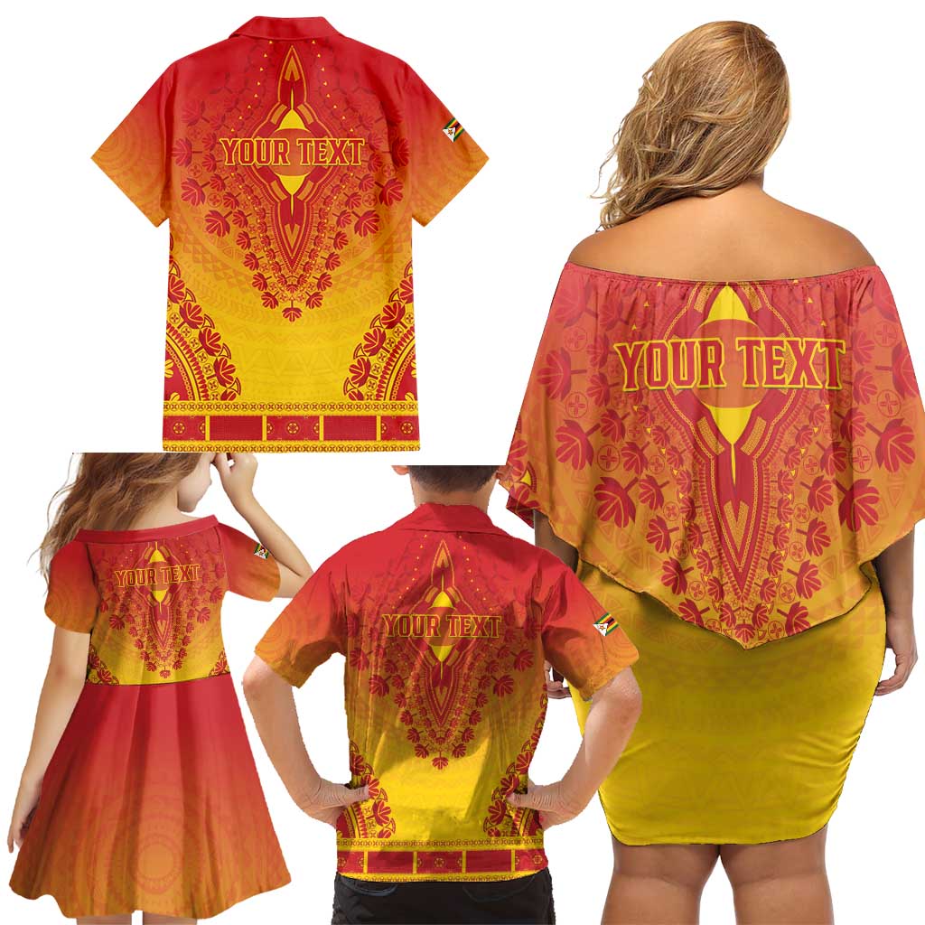 Personalized Zimbabwe African Dashiki Family Matching Off Shoulder Short Dress and Hawaiian Shirt - Wonder Print Shop