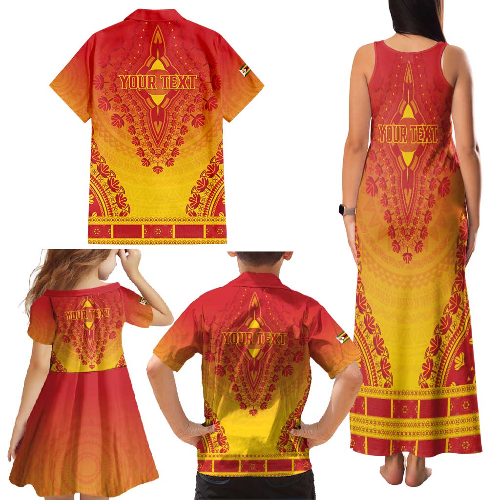 Personalized Zimbabwe African Dashiki Family Matching Tank Maxi Dress and Hawaiian Shirt - Wonder Print Shop