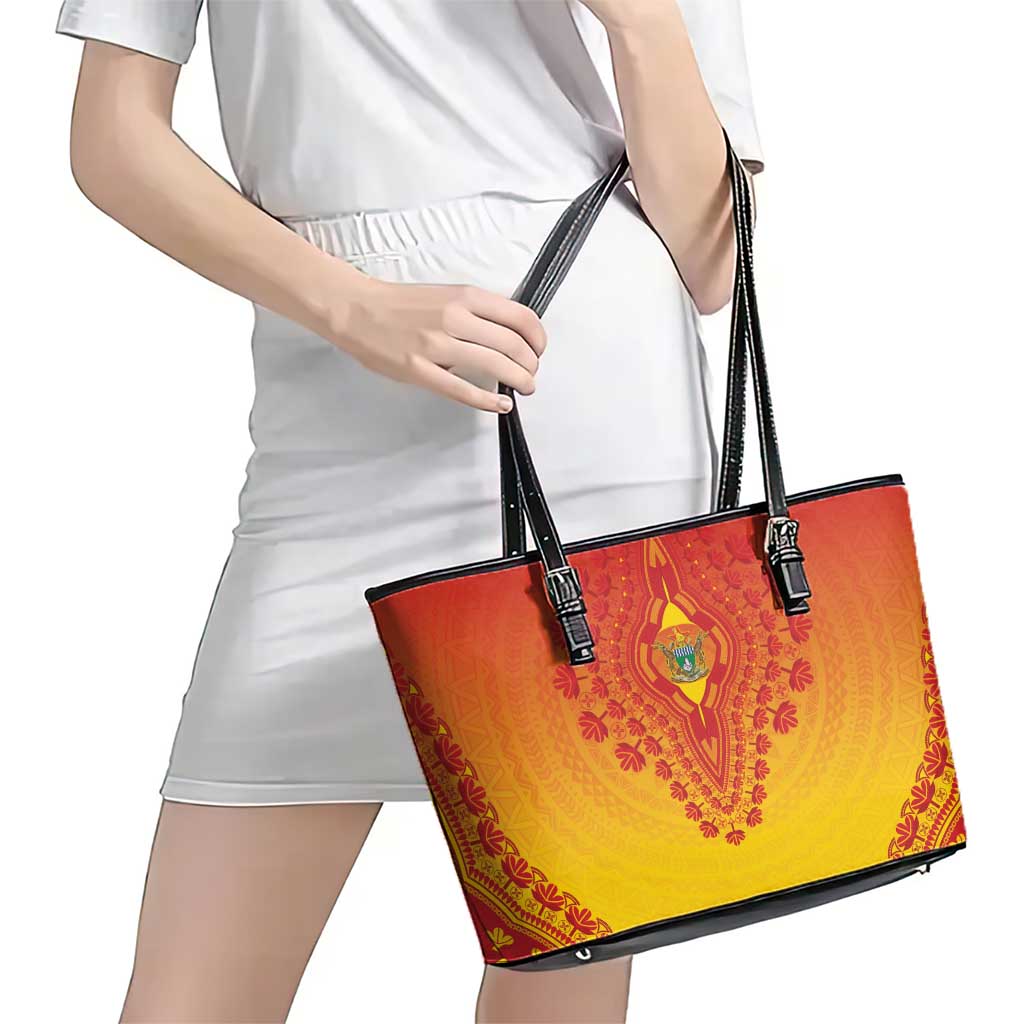 Zimbabwe African Dashiki Leather Tote Bag - Wonder Print Shop