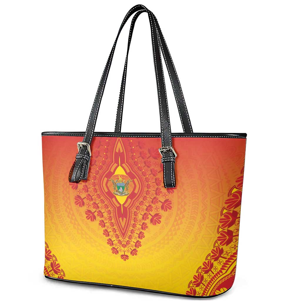 Zimbabwe African Dashiki Leather Tote Bag - Wonder Print Shop