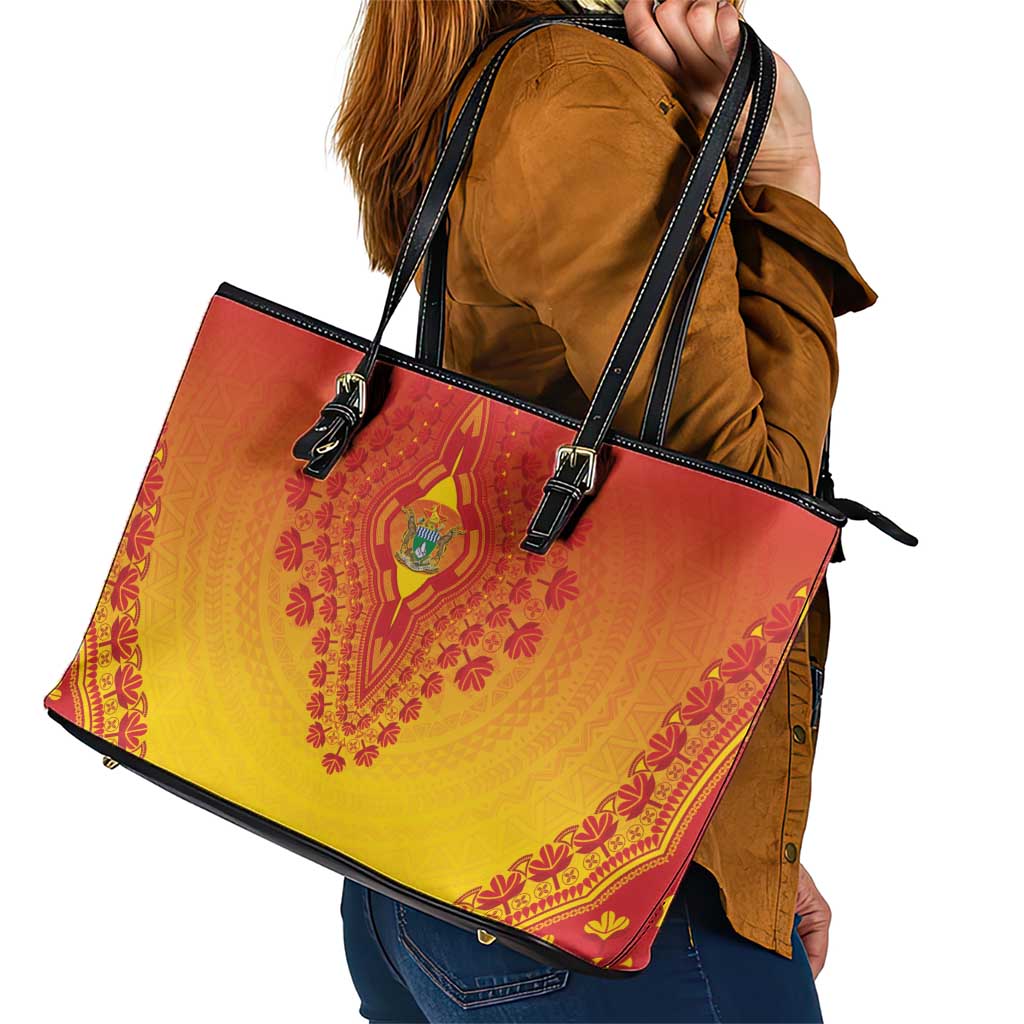 Zimbabwe African Dashiki Leather Tote Bag - Wonder Print Shop