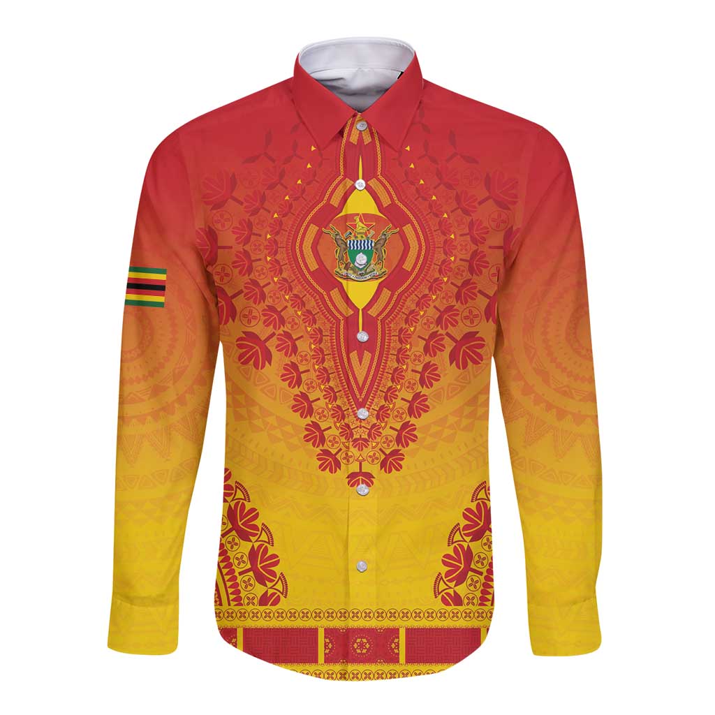 Personalized Zimbabwe African Dashiki Long Sleeve Button Shirt - Wonder Print Shop
