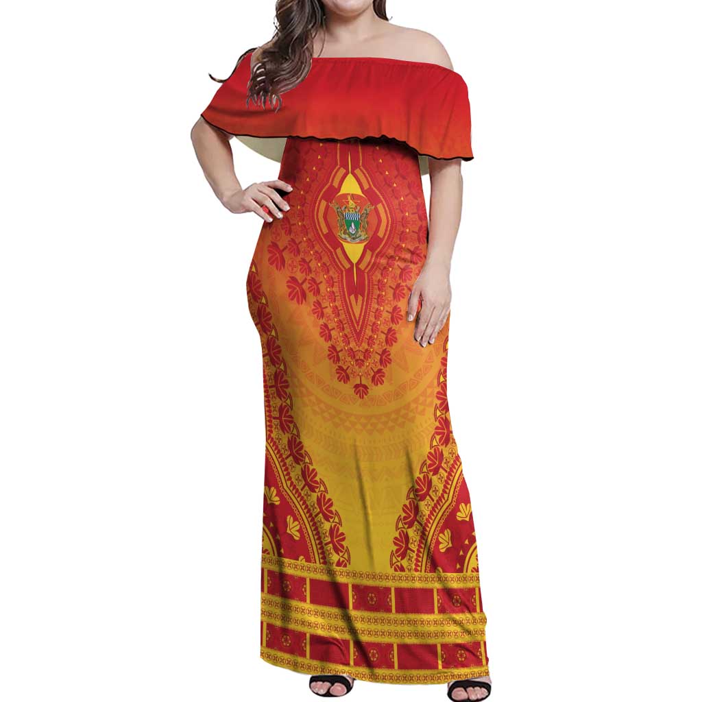 Personalized Zimbabwe African Dashiki Off Shoulder Maxi Dress - Wonder Print Shop