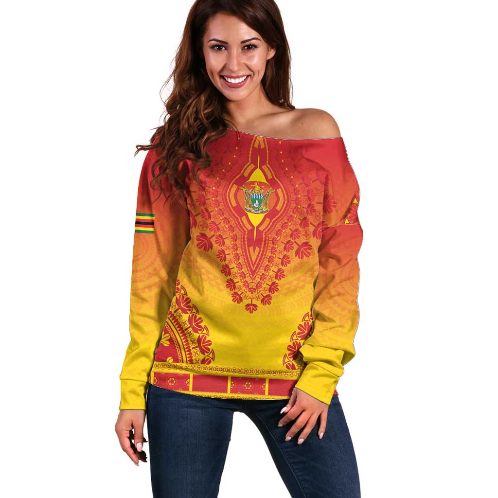 Personalized Zimbabwe African Dashiki Off Shoulder Sweater - Wonder Print Shop