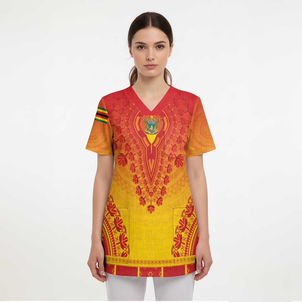 Personalized Zimbabwe African Dashiki Scrub Top - Wonder Print Shop