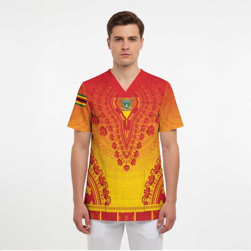 Personalized Zimbabwe African Dashiki Scrub Top - Wonder Print Shop