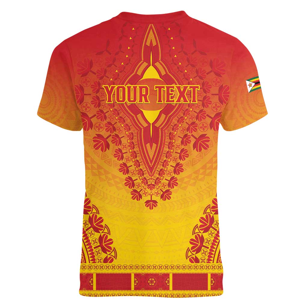 Personalized Zimbabwe African Dashiki Women V-Neck T-Shirt - Wonder Print Shop