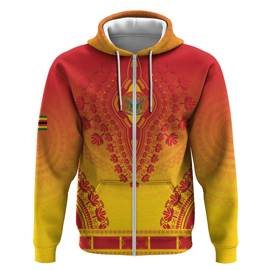 Personalized Zimbabwe African Dashiki Zip Hoodie - Wonder Print Shop