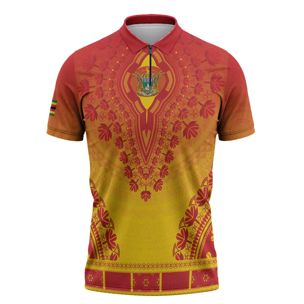 Personalized Zimbabwe African Dashiki Zipper Polo Shirt - Wonder Print Shop