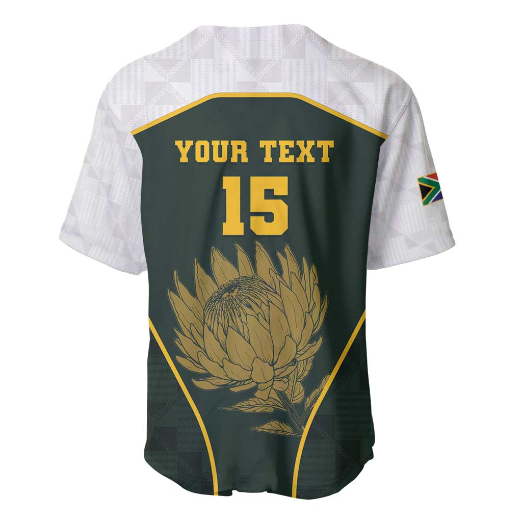 South Africa Rugby Personalised Baseball Jersey Springboks Mascot With King Protea -  African Pattern - Wonder Print Shop