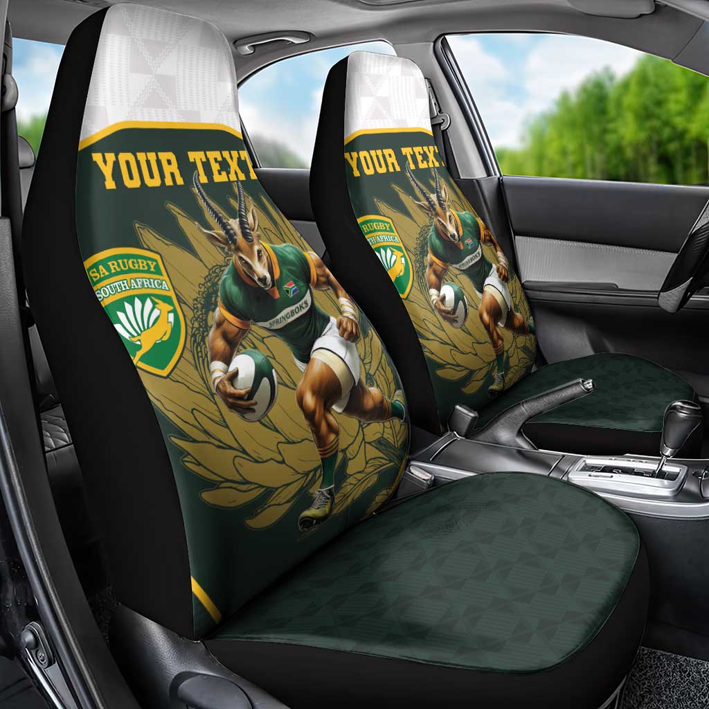 South Africa Rugby Personalised Car Seat Cover Springboks Mascot With King Protea -  African Pattern - Wonder Print Shop
