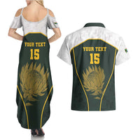 South Africa Rugby Personalised Couples Matching Summer Maxi Dress and Hawaiian Shirt Springboks Mascot With King Protea -  African Pattern - Wonder Print Shop