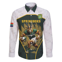 South Africa Rugby Personalised Family Matching Long Sleeve Bodycon Dress and Hawaiian Shirt Springboks Mascot With King Protea -  African Pattern - Wonder Print Shop
