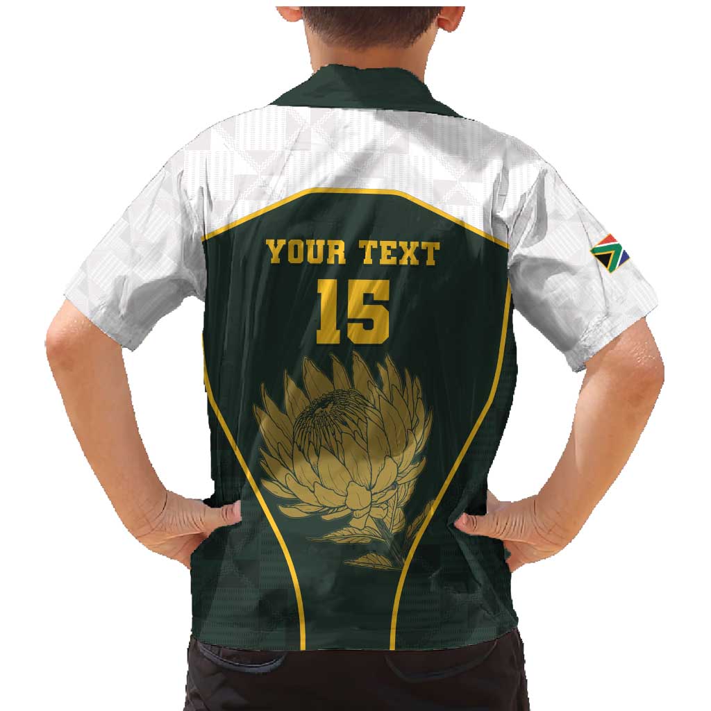 South Africa Rugby Personalised Family Matching Mermaid Dress and Hawaiian Shirt Springboks Mascot With King Protea -  African Pattern - Wonder Print Shop