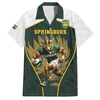 South Africa Rugby Personalised Family Matching Short Sleeve Bodycon Dress and Hawaiian Shirt Springboks Mascot With King Protea -  African Pattern - Wonder Print Shop