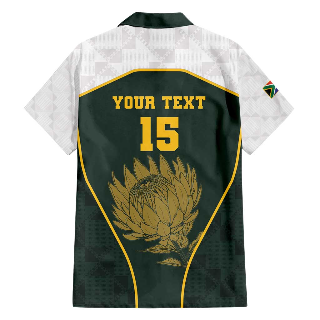 South Africa Rugby Personalised Family Matching Short Sleeve Bodycon Dress and Hawaiian Shirt Springboks Mascot With King Protea -  African Pattern - Wonder Print Shop