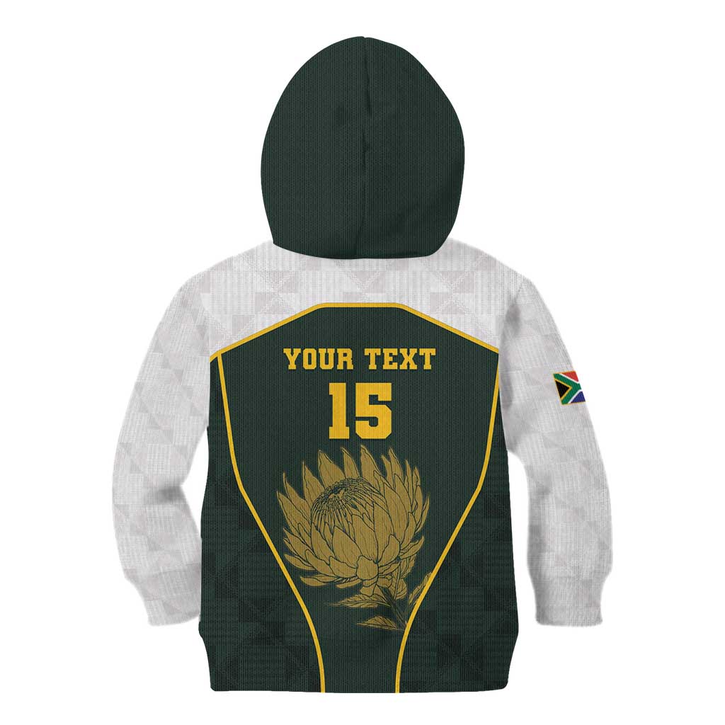 South Africa Rugby Personalised Kid Hoodie Springboks Mascot With King Protea -  African Pattern - Wonder Print Shop