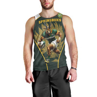 South Africa Rugby Personalised Men Tank Top Springboks Mascot With King Protea -  African Pattern - Wonder Print Shop