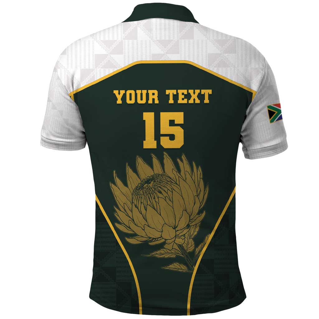 South Africa Rugby Personalised Polo Shirt Springboks Mascot With King Protea -  African Pattern - Wonder Print Shop