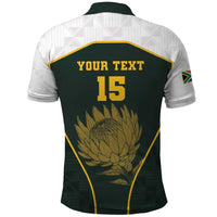South Africa Rugby Personalised Polo Shirt Springboks Mascot With King Protea -  African Pattern - Wonder Print Shop