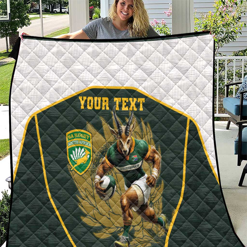 South Africa Rugby Personalised Quilt Springboks Mascot With King Protea -  African Pattern - Wonder Print Shop