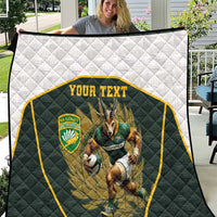South Africa Rugby Personalised Quilt Springboks Mascot With King Protea -  African Pattern - Wonder Print Shop