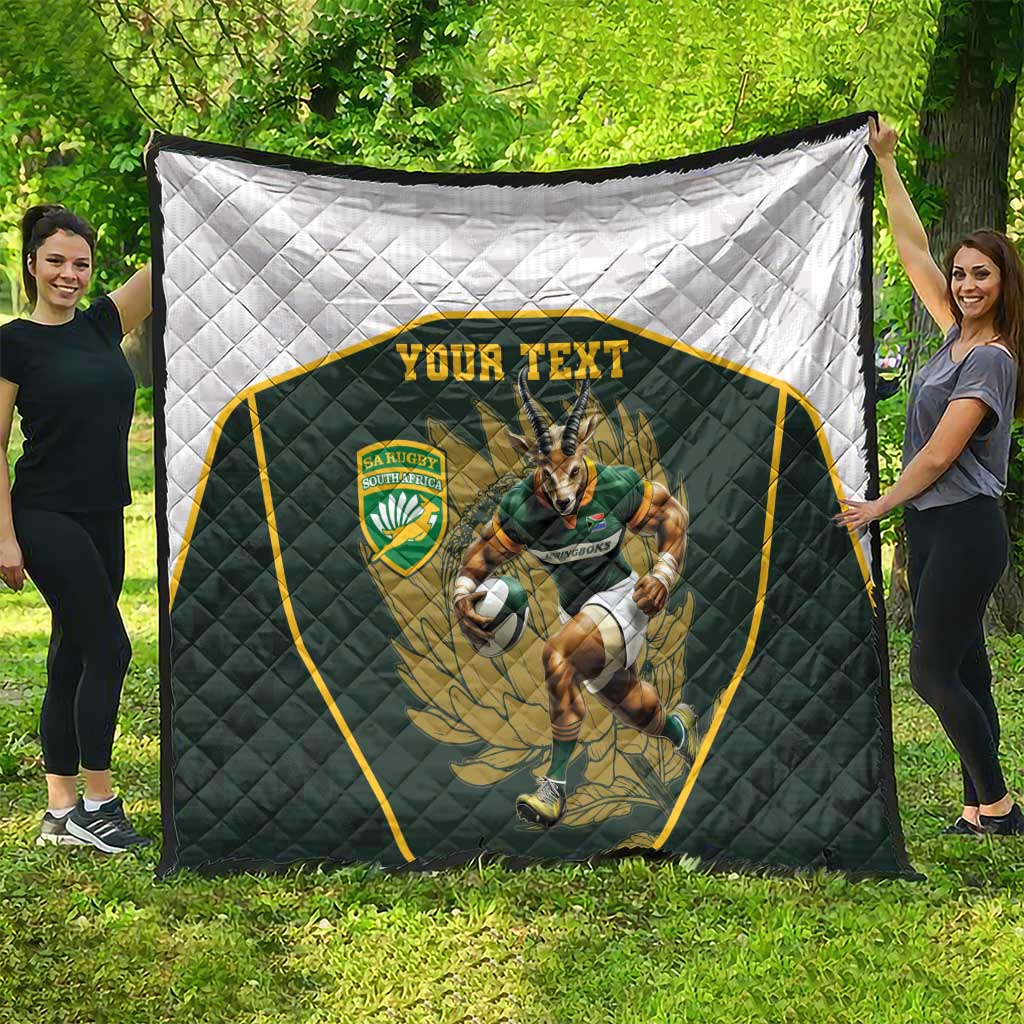 South Africa Rugby Personalised Quilt Springboks Mascot With King Protea -  African Pattern - Wonder Print Shop